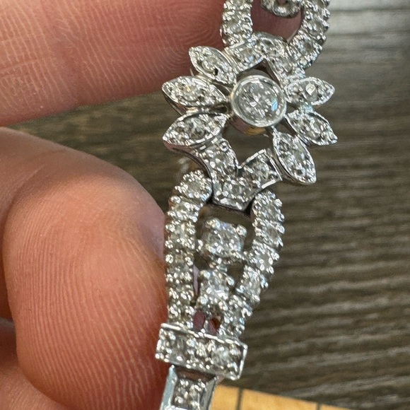 14K white gold and genuine natural diamonds vintage bracelet - Picture 17 of 17